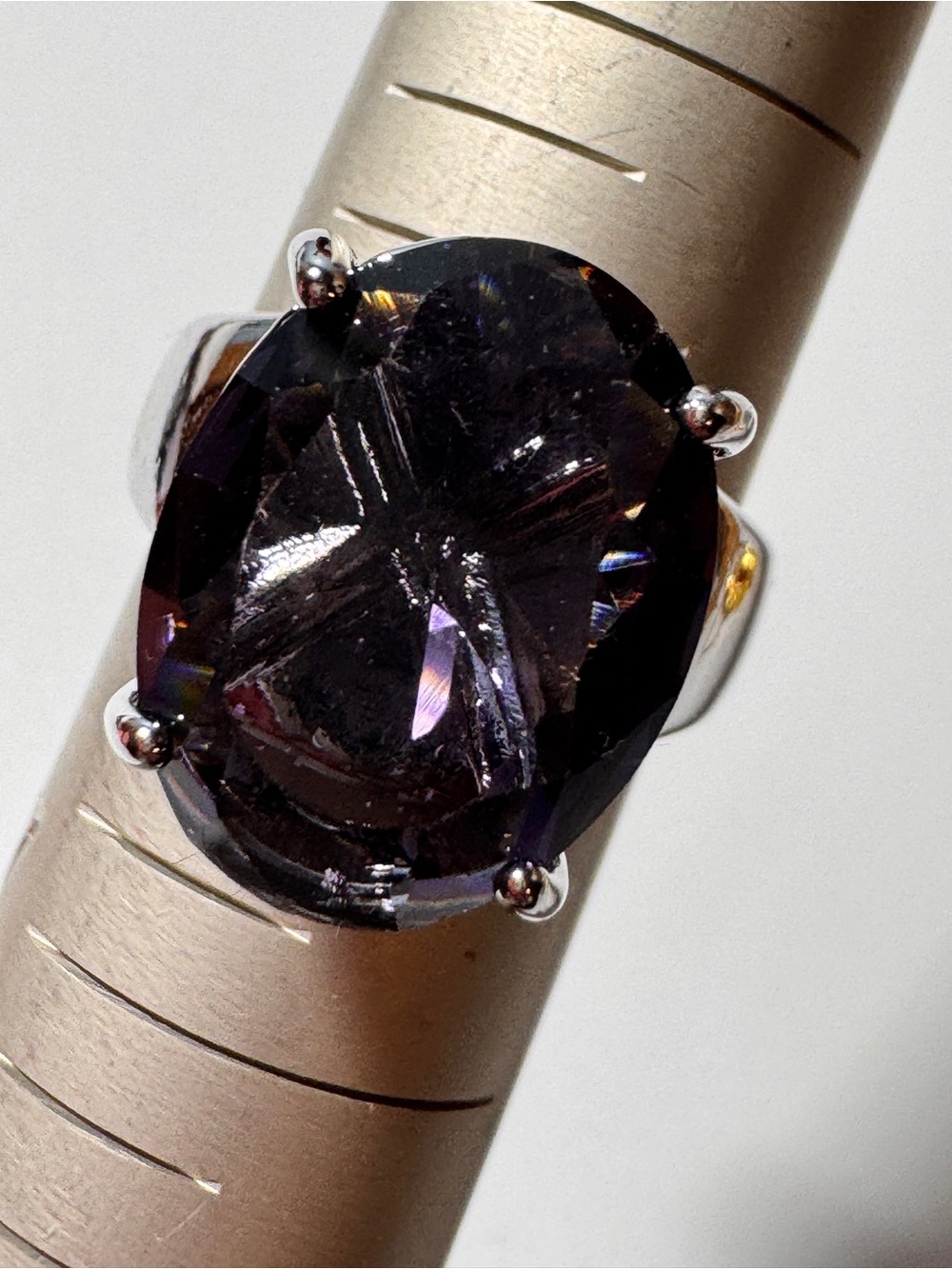 Sterling Silver Purple Oval Gemstone Ring